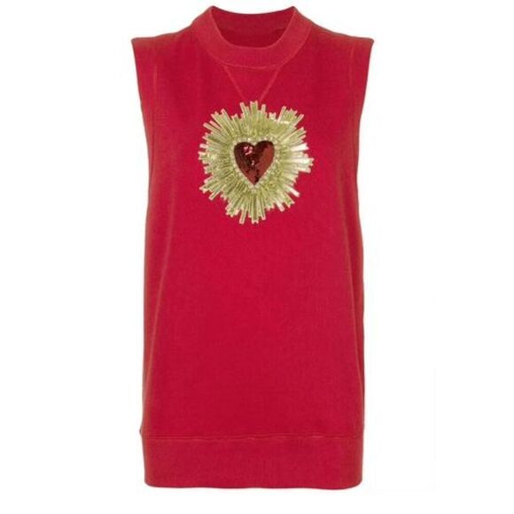 Medium Size Embroidered Heart Sequin Applique Iron-on 7" x6" - Picture 1 of 3